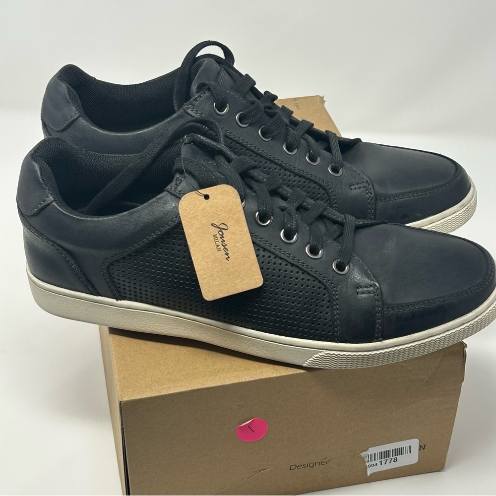 Jonsen Milan Men’s Leather Sneakers Size 9 /‎ EU 42 – Black – NWT